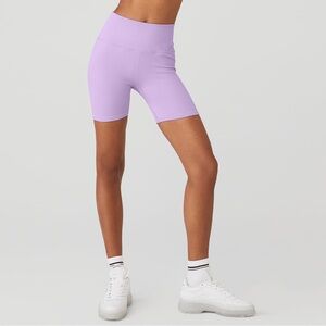 Alo Yoga Seamless Ribbed Glory Short Lavender Size Small